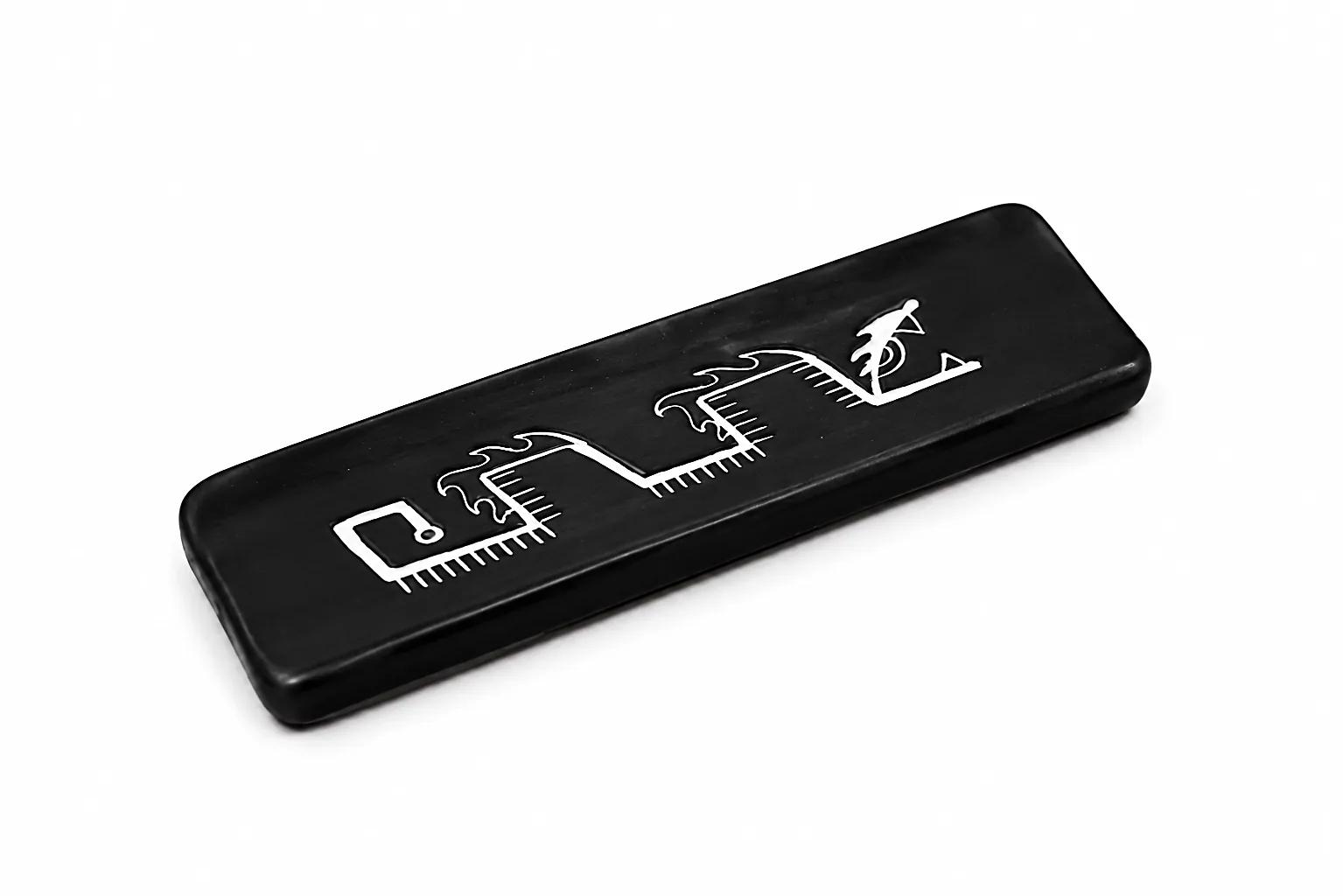 Munay Serpent long black ceramic incense holder with a hand-painted Andean serpent design